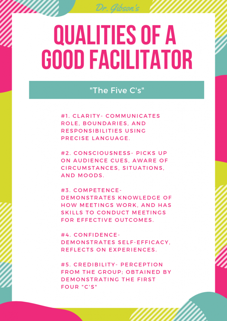 infographic describing the qualities of a good facilitator.